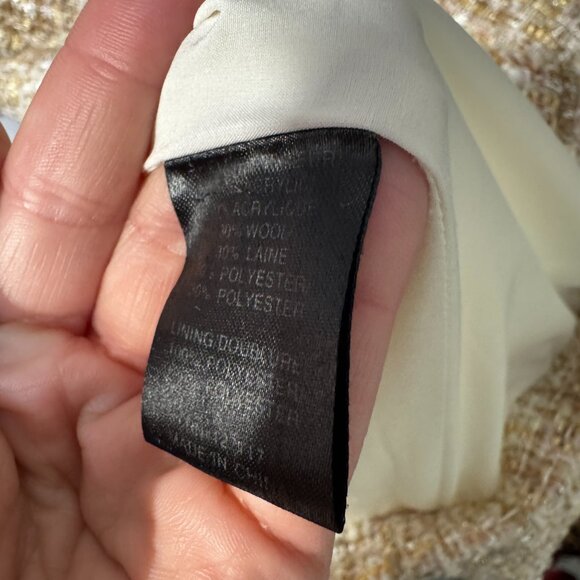 Badgley Mischka Tan Metallic Tweed Size 6 Dress - Picture 7 of 11